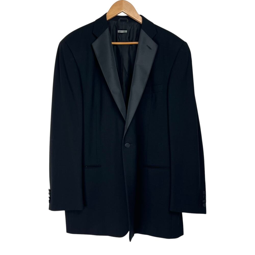 VESTIMENTA Men's 42R US Black Wool Tuxedo Jacket Single-Breasted One-Button